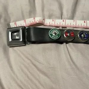 Vintage White‎ Leather & Bottle Cap Colorful Butterfly Belt Y2K Y2K Rhinestone White Leather Belt Size Large Bling 90 main image 4